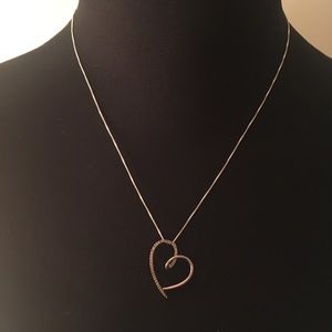 Sterling Silver Diamond Encrusted Heart Necklace